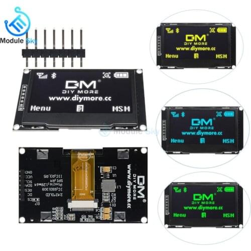 2.42 inch LCD Screen 128X64 12864 OLED Display Module IIC I2C SPI Serial SSD1309 for Arduino C51 STM32 White/Blue/Green/Yellow