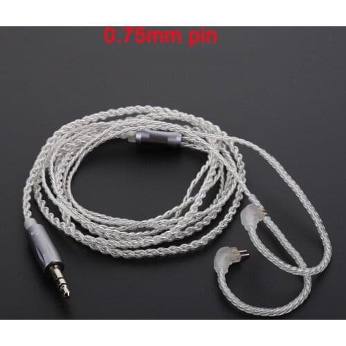 0.75MM 2 Pin Silver Plating Cable Earphone Replaceable Wire Stereo Bass HIFI Audio Wire for ZST ED12 ES3 ZSR ZS10 ES4