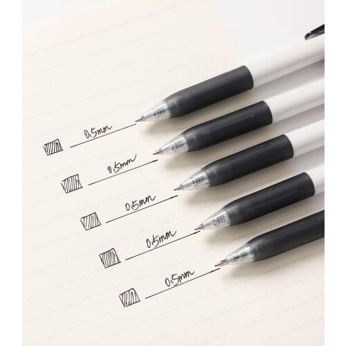 5 Pcs/set Creative Gel Pen Stickers Set Simple 0.5mm Black Ink Writing Pen Plus DIY Journal Decoration Sticker School Supplies