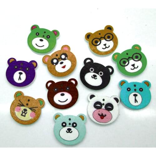 50pcs Mixed Wooden Bear Sewing Buttons For Clothing Needlework Scrapbooking Botones Decorative Crafts Diy Accessories