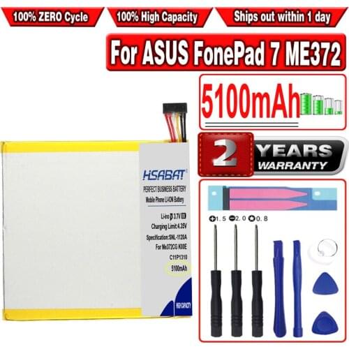 HSABAT 5100mAh C11P1310 Battery for ASUS FonePad 7 ME372 ME372CG K00E Tablet PC
