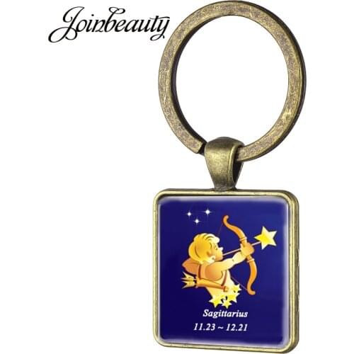JOINBEAUTY Zodiac Sign Square Keychain Leo Libra Scorpio Sagittarius Symbol Sign Pendant Keyring Key Holder Birthday ZX071 7