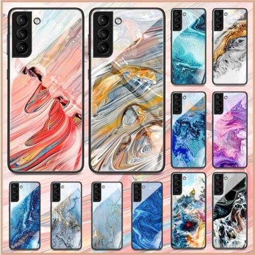 Tempered glass case for Samsung S21 marble colorful cover for samsung S8 S9 S10 S10e S21plus note 8 9 10 20 ultra