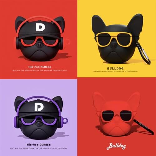 Music Bulldog Case For Apple AirPods 1 2 Pro Cool Rock Dog Soft Silicone Wireless Bluetooth Earphone Coque For Airpods 2 Funda
