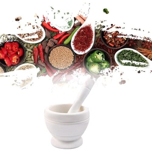 Garlic Masher Jar Garlic Bowl Mashing Medicine Jar Household Multifunctional Wood Mortar Pestle Kitchen Gadget,White