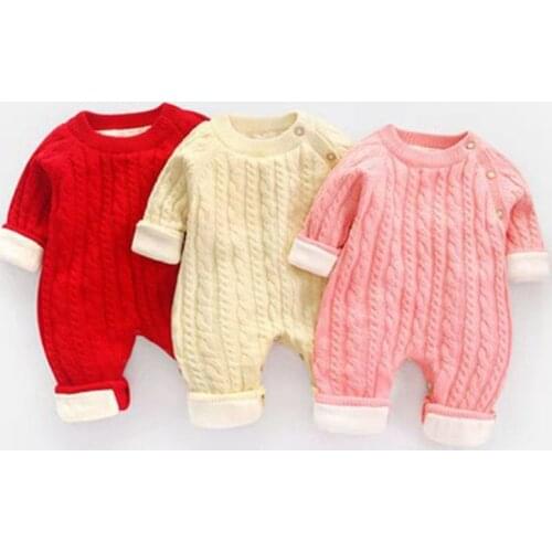 Baby jumpsuit spring, autumn and winter baby romper newborn full moon romper baby plus velvet warm clothes