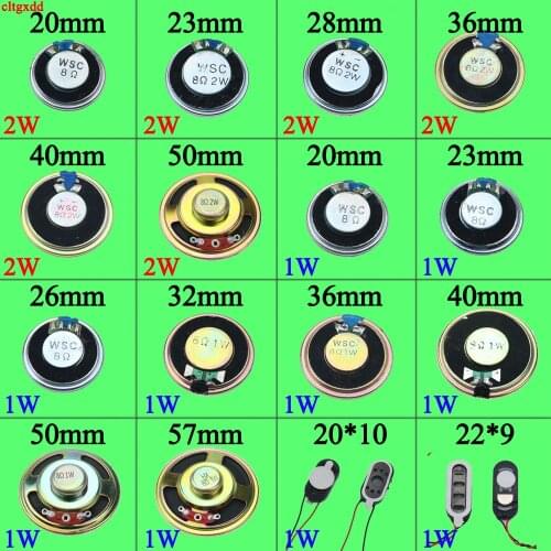 2pcs 8 Ohm 2W 1W Horn 8R 20mm 23mm 26mm 28mm 32mm 36mm 40mm 50mm 57mm Diameter Thickness 5cm Loudspeaker Loud Speaker