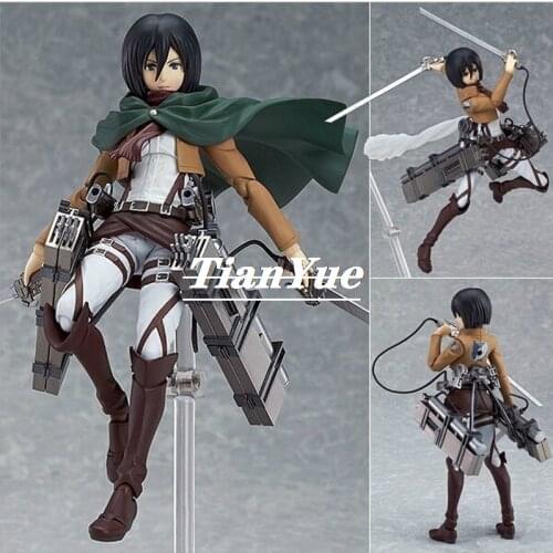 Attack on Titan Mikasa Ackerman Figma 203 Action Figure Model Toy 15cm