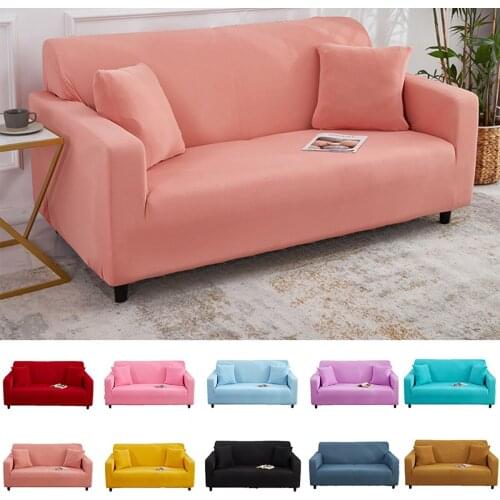 Pink orange Elastic Solid Color Armchair Cover Sofa All-inclusive Couch Cover 1 2 3 Seater Couch Protection Extensible for Home