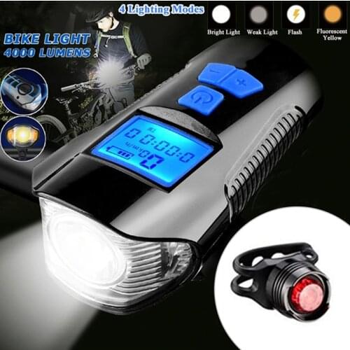 USB Bicycle Light Lamp Flashlight Bike Speedometer Led FrontCycling Headlight