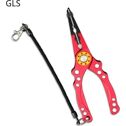 GLS New 19.7*7CM Aluminum Alloy High-quality Handle Fishing Pliers Outdoor Multi-function Fishing Tool 3 Colors Available