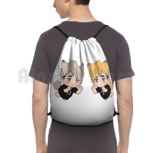 Haikyuu-Inarizaki-Atsumu And Osamu Twin Backpack Drawstring Bag Riding Climbing Gym Bag Haikyuu Haikyu Fly Karasuno Hinata