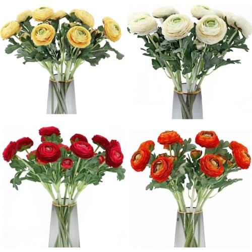 10Pcs Artificial Flowers With Real Press Stem Silk Flowers For Wedding Bouquet Party Home