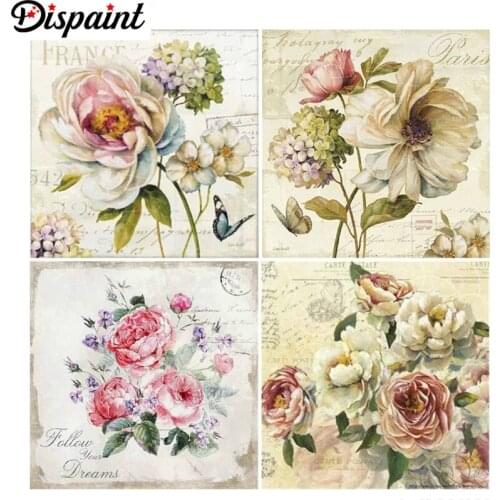 Dispaint Full Square/Round Drill 5D DIY Diamond Painting "Pink flower landscape" 3D Embroidery Cross Stitch 5D Home Decor Gift