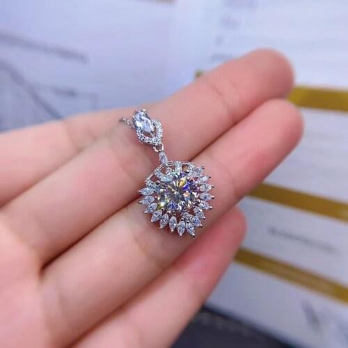 Classic pouring shiny moissanite necklace women silver necklace jewelry 925 sterling silver birthday gift round shiny gem 8x8mm