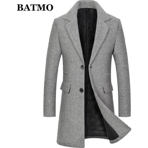 BATMO 2021 new arrival autumn&winter wool trench coat men, mens coat men overcoat M8822