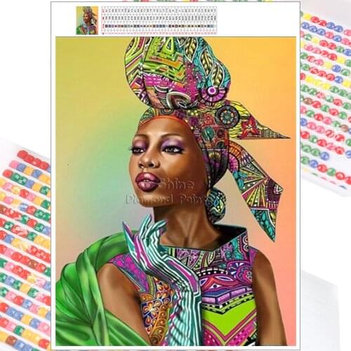 5D DIY Diamond Painting Kit African Woman Portrait Landscape Mosaic Embroidery Full Square Round Christmas Gift Home Decor