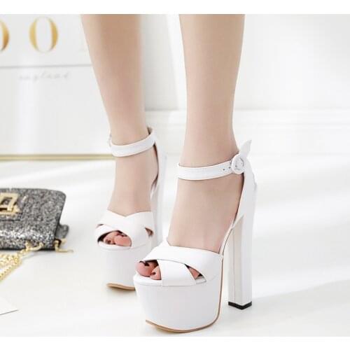 2019 summer new 17 cm thick with high heels fashion platform sandals model catwalk super high heel women sandals
