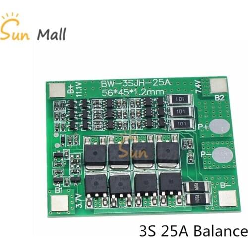 3S 25A 12V Lithium Battery Protection Board electric tools sprayer balanced circuit For Ternary/Cobalt acid/Lithium manganes