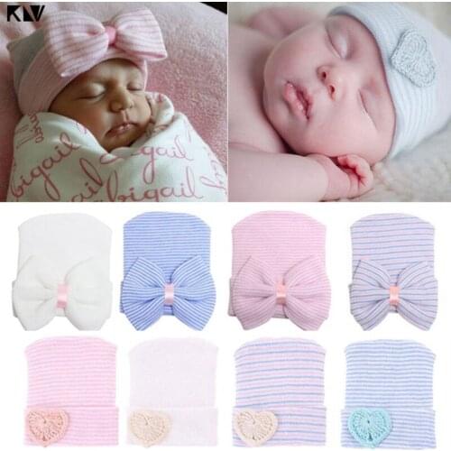 4 Pcs Newborn Cotton Warm Hat Toddler Beanie Bonnets Baby Boys Baby Girls Headbands with Big Bows Heart Shape Infant Baby Caps