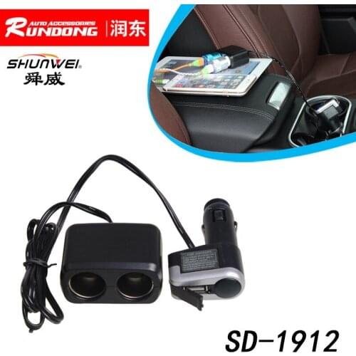Shun Wei 1 / 2 car cigarette lighter with USB 1 / 2 power distributor car supplies SD-1912