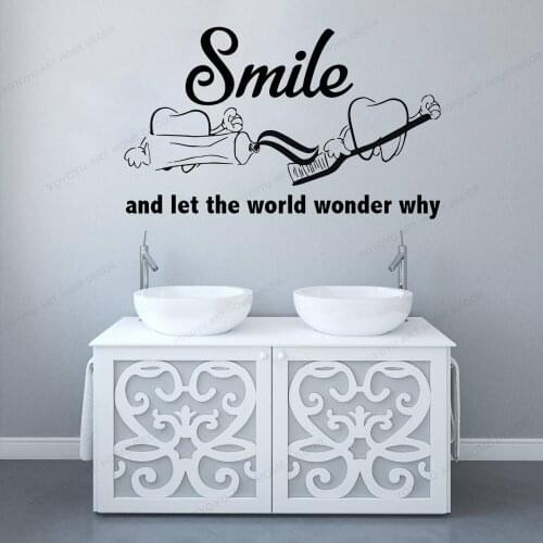Dental Clinic Quote Wall Decal Dentist Smile Wall Sticker vinyl Teeth clinic Removable Tooth bathroom DecorHJ722