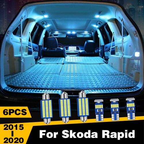 6pcs Error Free Car LED Lights Interior Dome Reading Trunk Lamp For Skoda Rapid 2015 2016 2017 2018 2019 2020