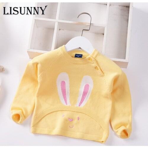 Girls Sweater Pullover 2021 New Autumn Winter Embroidery Rabbit Baby Sweaters Children Jumper Toddler Pullover Kids Clothes 0-5y