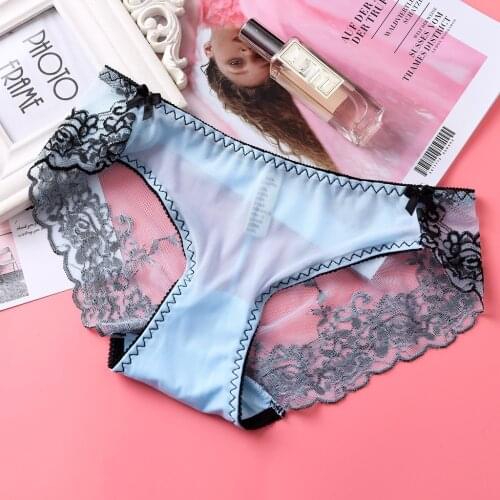 Sexy Embroidery Lace Womens Panties High Elastic Yarn Female Underwear Transparent Breathable Thongs Porno Erotic Sexy Lingerie