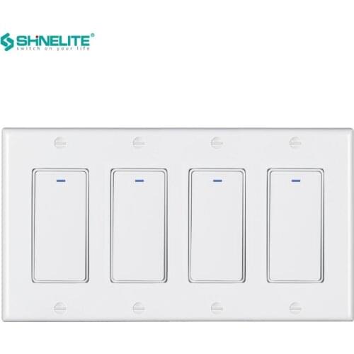 US Wifi Smart Light Switch ,4 gang Push Button Wall Switch 100-240V, Tuya app, Works with Alexa and Google Home