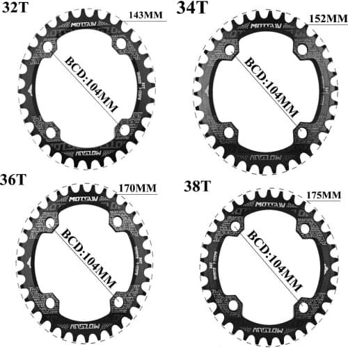 Bicycle Crank 104BCD 32t / 34t / 36t / 38t Oval Chain Link Narrow Wide MTB Bicycle Sprocket Ring Crank Vice Disc Bicycle Parts