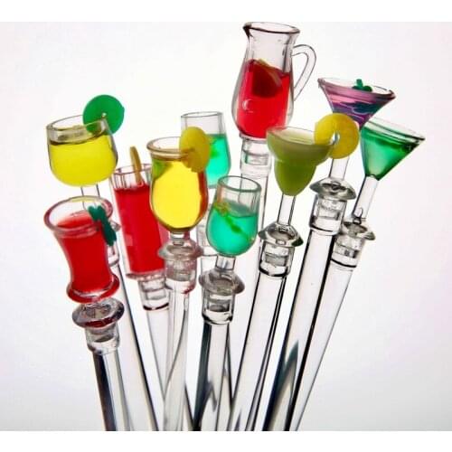 10pc reusable cocktail sticks plastic round Wine Glass Bar tool Puddler Muddler Stirring Mixing sticks for Bar Party Cafe Drink