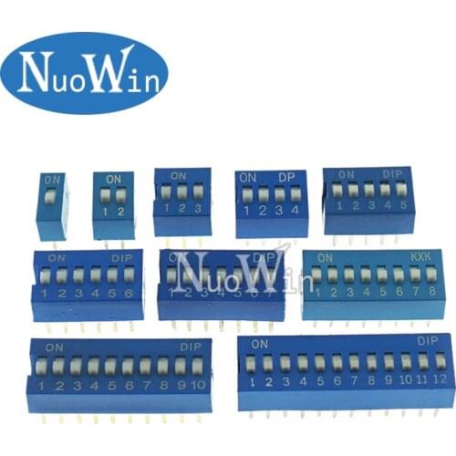 10pcs Slide Type Switch Module 1 2 3 4 5 6 7 8 10 12 PIN Bit 2.54mm Position Way DIP Blue Pitch Toggle Switch Blue Dial Switch