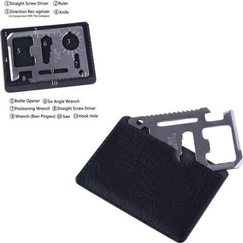 11 in 1 Outdoor Camping Survive Tools Hunting Military Kit Multifunction Knife Credit Card Cover Pocket Knife