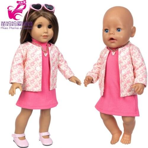 18 Inch American Og Girl Doll Clothes Pink Coat dress Baby Doll Clothes Office Lady Suit Dress Baby Girl Gift Toys Outwear