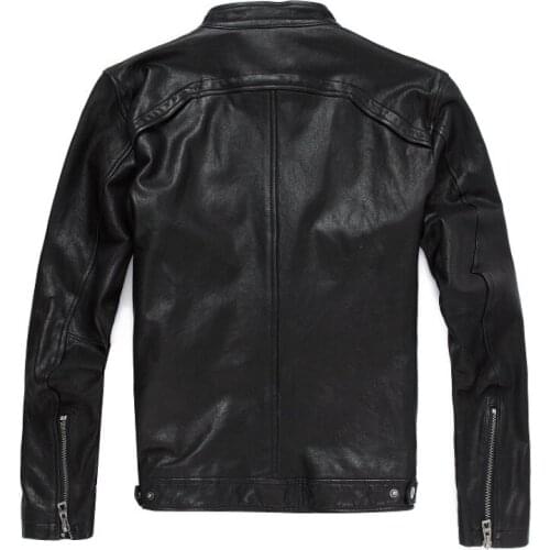 2020 New Autumn Mens Sheepskin Jackets Fashion Genuine Leather Short Jacket Streetwear Slim Fit Biker Jacket Male Plus Size 5XL