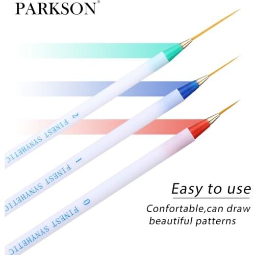 Parkson 8/15/24mm 3pcs Nail Art Liner Brush Ultra Fine Brush French Stripe Flower Painting Drawing Pen Manicure Painting Tools