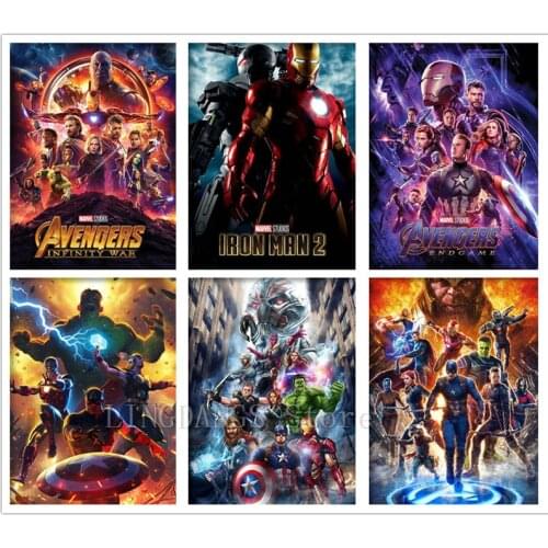 5D DIY Diamond Painting Marvel Movie Avengers Infinity War Posters Diamond Embroidery Mosaic Superhero Cross Stitch Home Decor