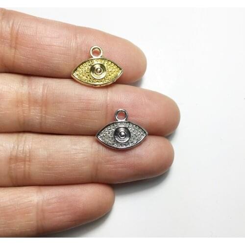 Eruifa 20pcs 15*8mm Zinc alloy Popular Tiny Eye Coin Wholesales necklace,earring bracelet jewelry DIY handmade 2 color