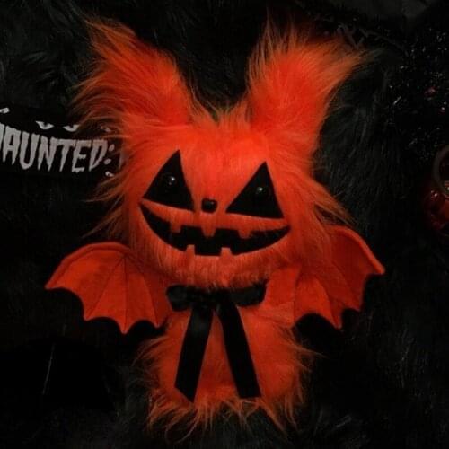 Halloween Pumpkin Bat Doll Plush Toy Soft Horror Dracula Animal Halloween Decoration Atmosphere Props Gifts for Kids Girl Boy