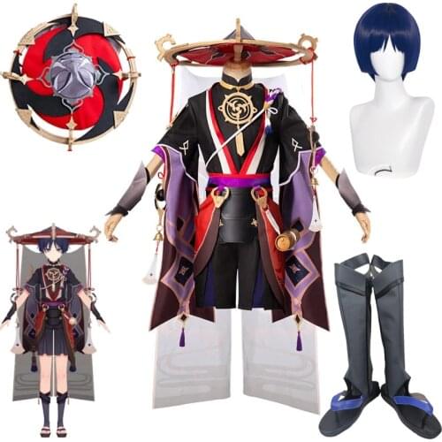 Genshin Impact Scaramouche Cosplay Costumes Game Suit Batlle Outfit Uniform Genshin Impact Scaramouche Cosplay Wig Party Dress