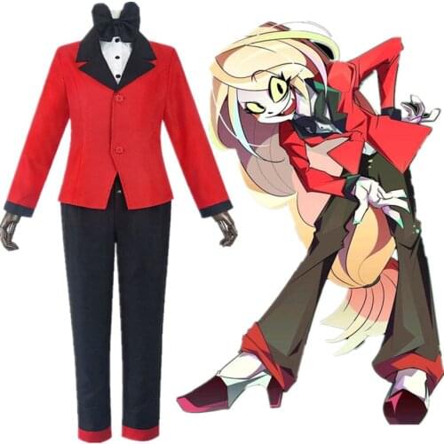 Hazbin Cosplay Hotel CHARLIE Costume Suit Underwear Pants Coat Bow Set Halloween Party