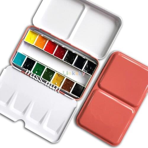 M.Graham Artesanales Artist Watercolor Paint 1ml 2ml, 20 Color Mini tin box Acuarelas Profesionales Brillantes Watercolour Set