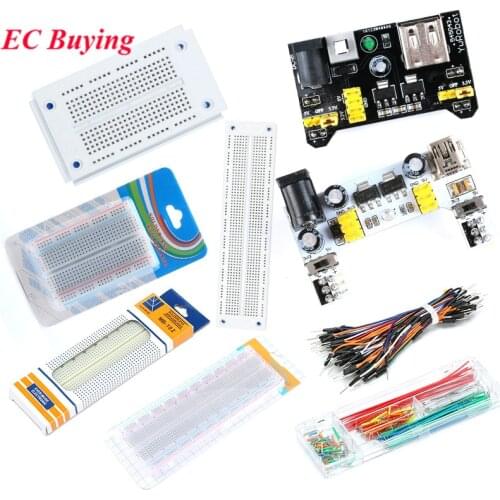 MB102 Power Module Transparent White Breadboard 830 Points Solderless Prototype Bread 65pcs Jumper Wires 140pcs Jumpers with Box