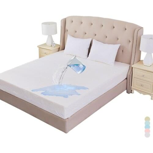 100% Waterproof Mattress Cover Zipper Mattress Protector Mattress Pad Solid Color Breathable Bed Cover Fitted Bedspread