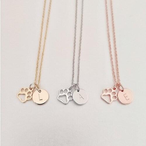 New Fashion Personality Animal Foot Letter Cute Stainless Steel Pendant Necklace Childrens Jewelry Girl Gift Accessories