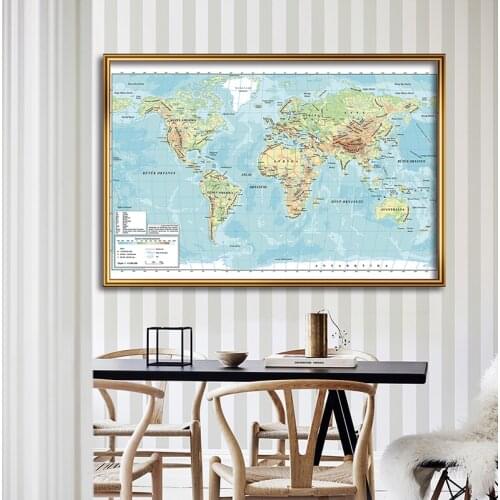 In Turkish The World Orographic Map Decorative Poster Canvas Paintings Wall Art Picture Home Decoration Children School Supplies