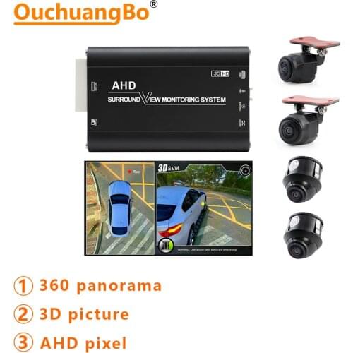 Ouchuangbo 2D 3D 360° car camera birdview Parking System AHD 360 degree Auto Car Camera with 1280*720 HD fish eye