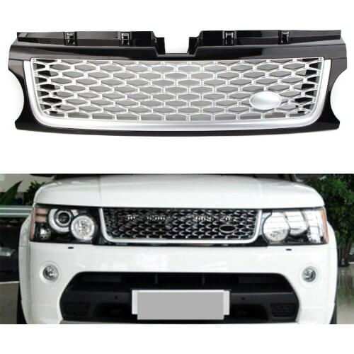 Car Front Grille Upper Grill w/ Emblem For Range Rover Sport 2010 2011 2012 2013 Black+Silver ABS Plastic Car Accessories