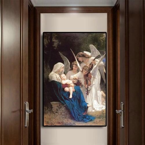 Song of the Angel William Adolphe Portrait Famous Oil Painting on Canvas Art Posters and Prints Wall Picture for Living Room